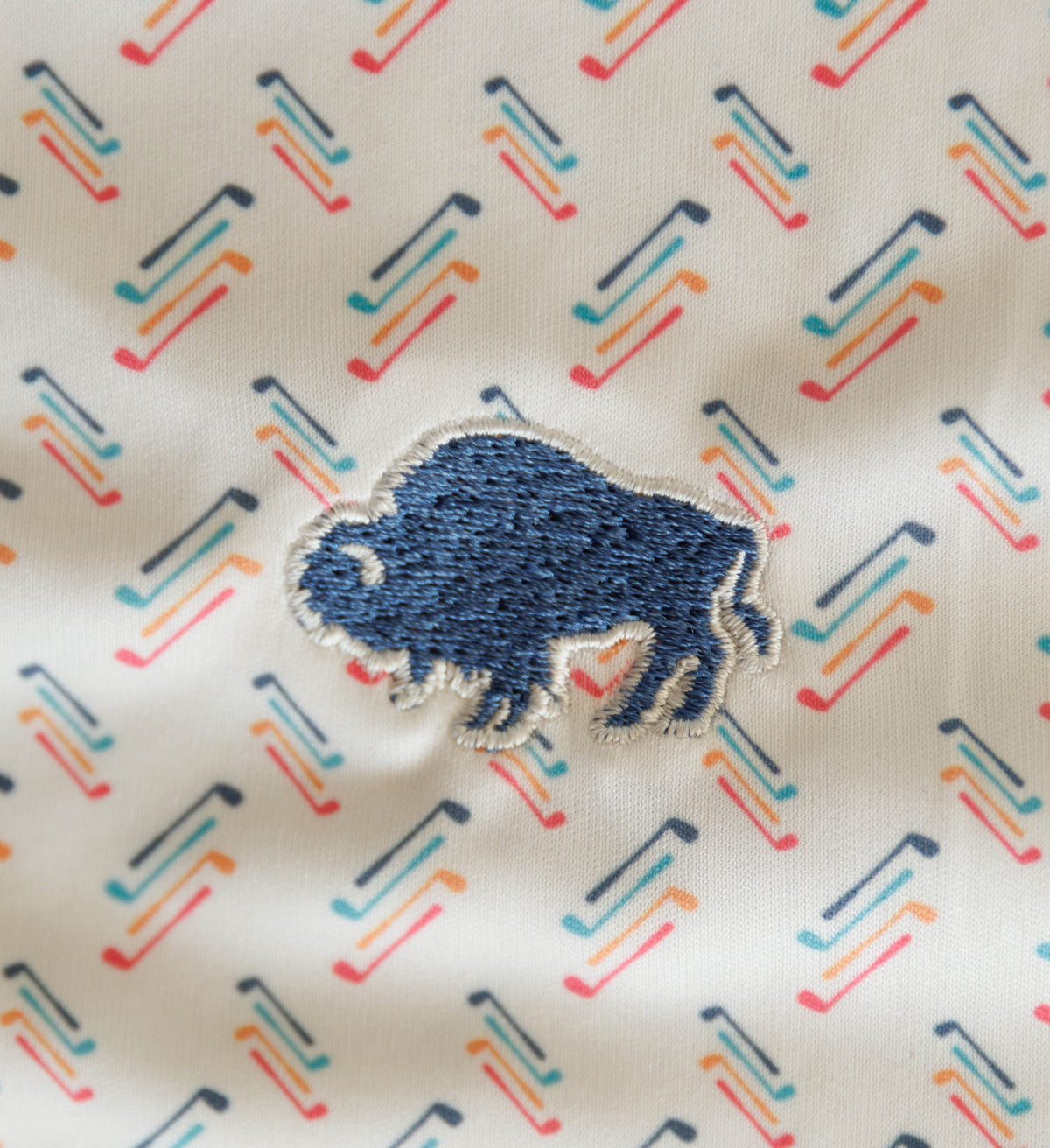 Men's Golf Shirt (Watermelon/Blue Print stitched Blue Buffalo)