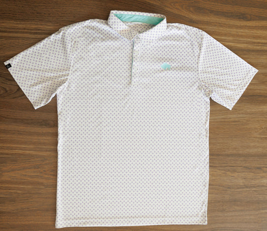 Men's Golf Shirt (Purple print stitched light blue Buffalo Logo)