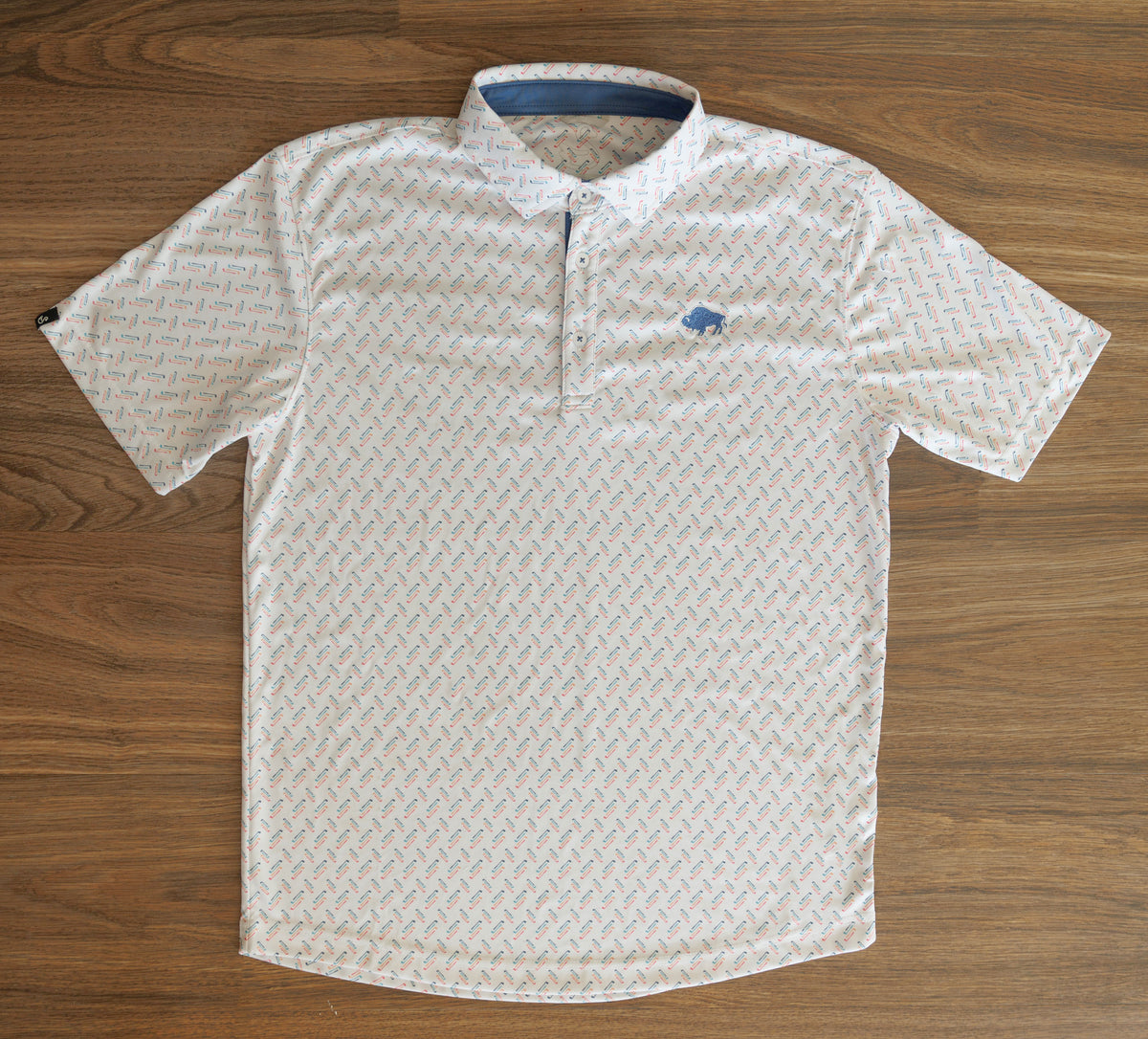 Men's Golf Shirt  (Watermelon/Blue Print stitched Blue Buffalo)