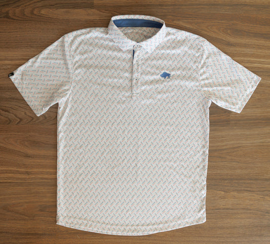 Men's Golf Shirt  (Watermelon/Blue Print stitched Blue Buffalo)